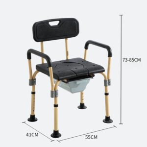 CCB5104 – 2-in-1 Bath & Commode Chair with Wood-Grain Finish